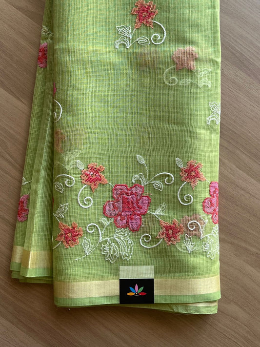 Machine Embroidered Blended Kota Saree -17289