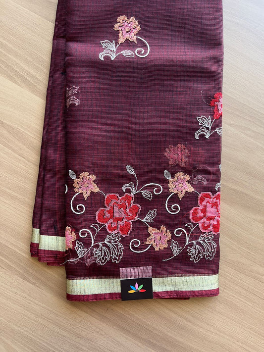 Machine Embroidered Blended Kota Saree -17290