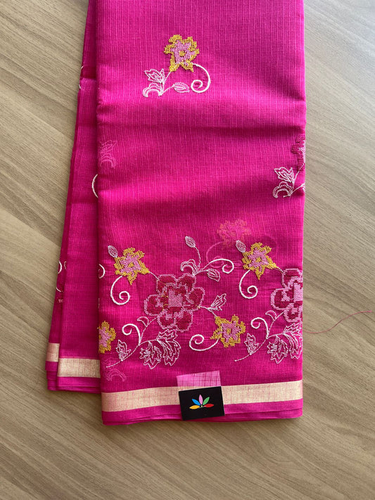 Machine Embroidered Blended Kota Saree -17291