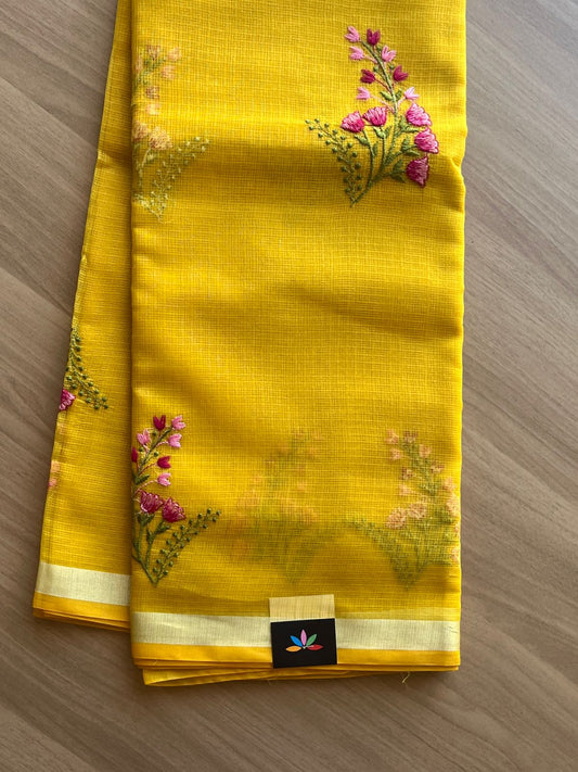 Machine Embroidered Blended Kota Saree -17292