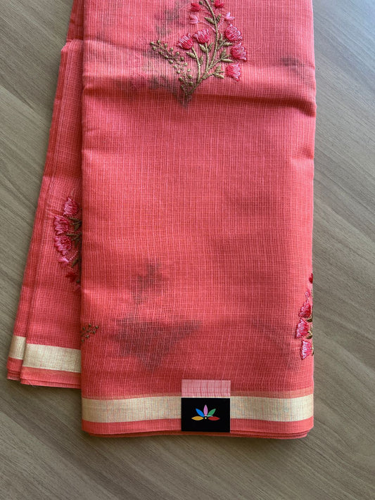 Machine Embroidered Blended Kota Saree -17294