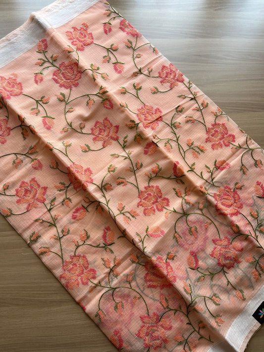Machine Embroidered Blended Kota Saree -17296