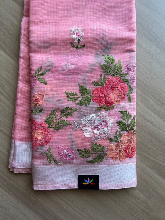 Machine Embroidered Blended Kota Saree -17297