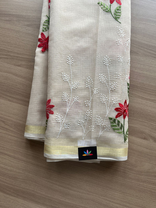 Machine Embroidered Blended Kota Saree-19997