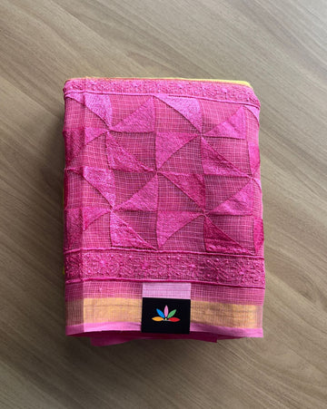 Double Color All Over Machine Embroidered Kota Saree-20205