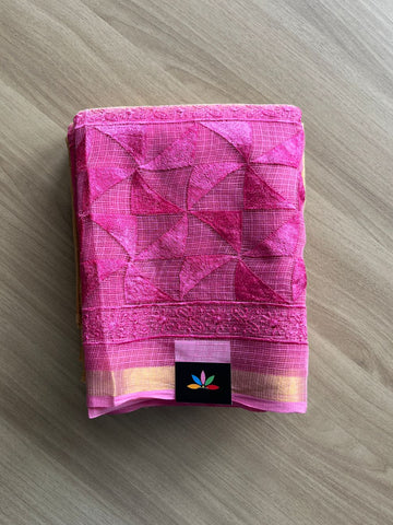 Double Color All Over Machine Embroidered Kota Saree-20206