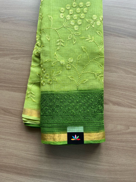 Double Color All Over Machine Embroidered Kota Saree-20210