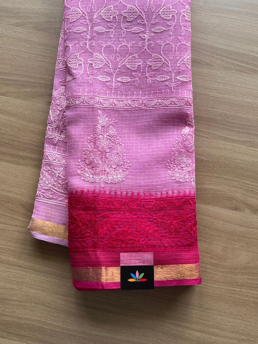 Double Color All Over Machine Embroidered Kota Saree-20211