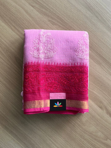 Double Color All Over Machine Embroidered Kota Saree-20211