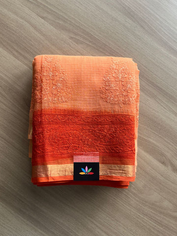 Double Color All Over Machine Embroidered Kota Saree-20212