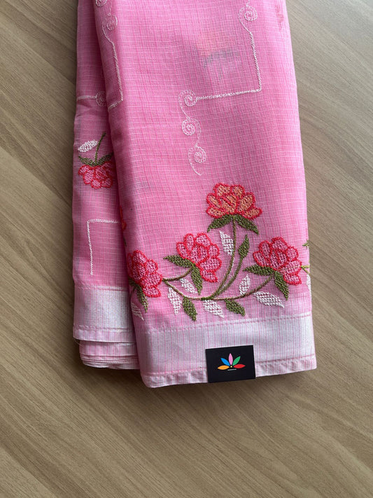 Machine Embroidered Blended Kota Saree-21461