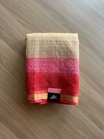 Tricolor All Over Machine Embroidered Kota Saree -22499