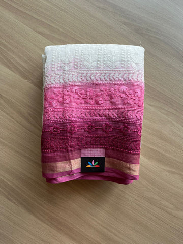 Tricolor All Over Machine Embroidered Kota Saree -22500