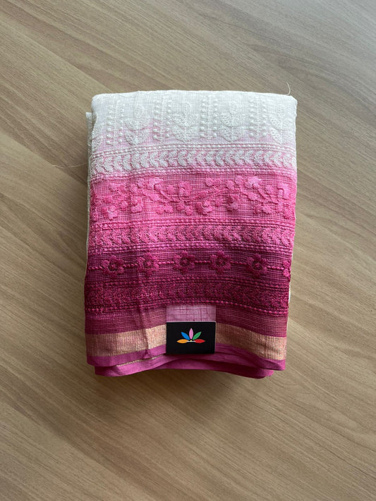 Tricolor All Over Machine Embroidered Kota Saree -22500
