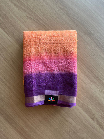 Tricolor All Over Machine Embroidered Kota Saree -22504