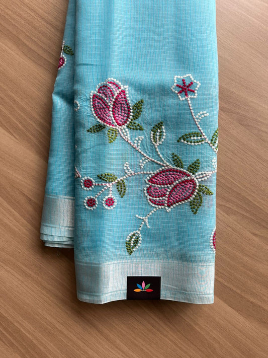 Machine Embroidered Blended Kota Saree-22530