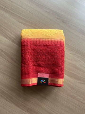 Double Color All Over Machine Embroidered Kota Saree-22537
