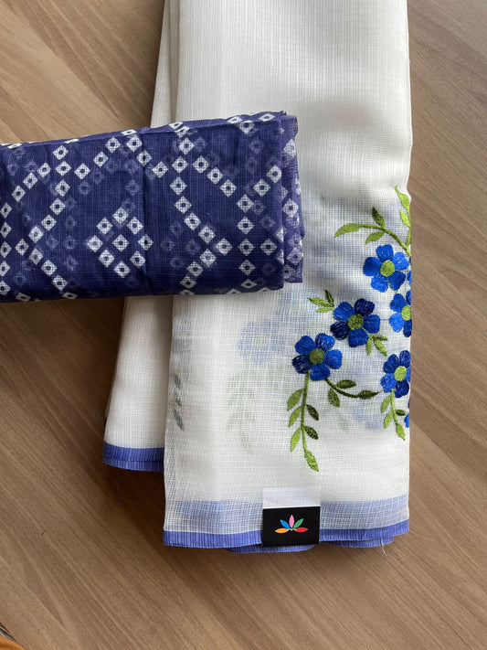 Simple Embroidery Kota Saree-22786