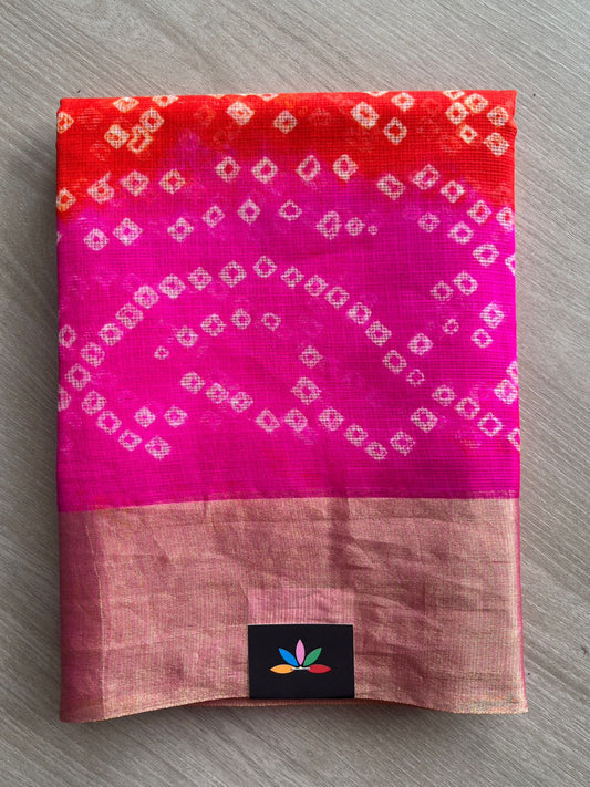 Bandhini Print Pure Kota Silk Saree-26498