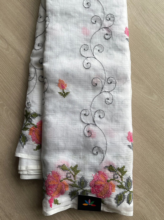 Machine Embroidered Kota Saree -26561