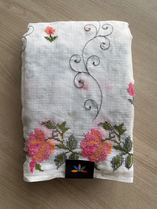 Machine Embroidered Kota Saree -26561