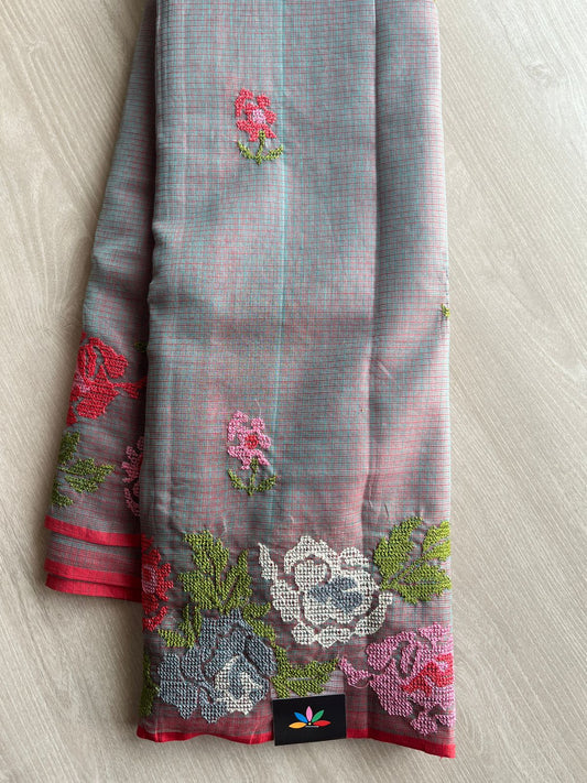 Machine Embroidered Kota Saree -26562