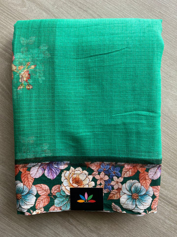 Light Emerald Green Digital Printed Pure Soft Kota Saree - 28265