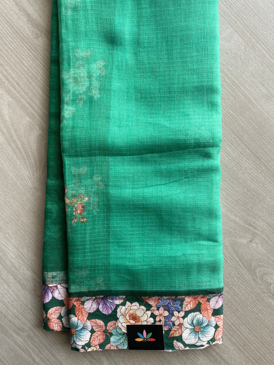 Light Emerald Green Digital Printed Pure Soft Kota Saree - 28265
