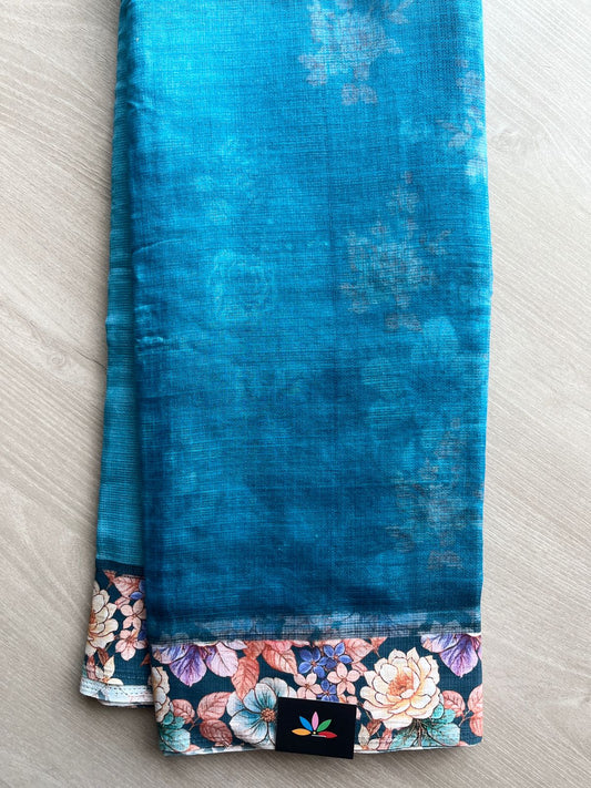 Deep Teal Digital Printed Pure Soft Kota Saree - 28268