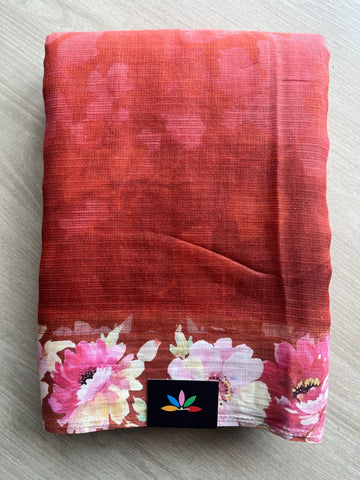 Rust Shade Digital Printed Pure Soft Kota Saree - 28269