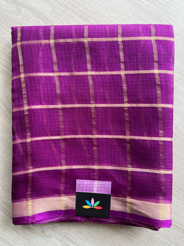 Purple Checked Kota Silk Saree - 28274