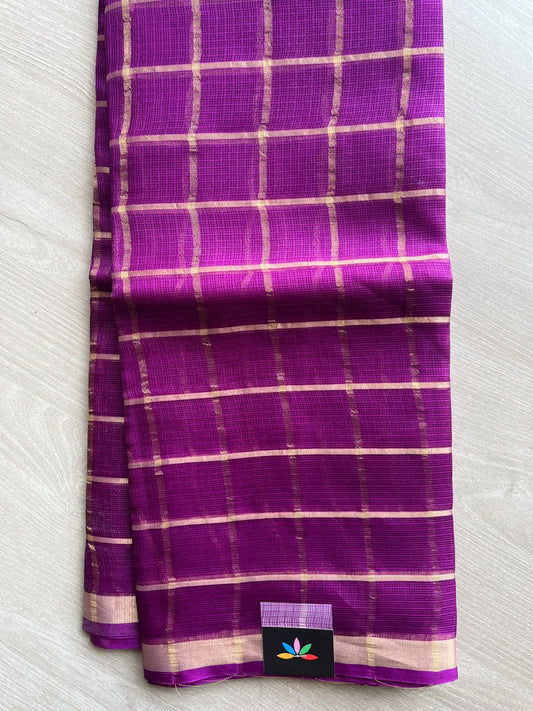 Purple Checked Kota Silk Saree - 28274
