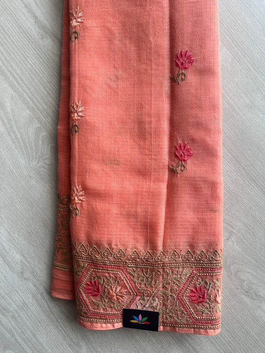 Machine Embroidered Pure Kota Saree - 28281