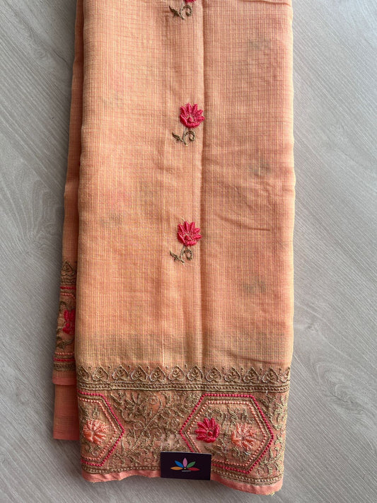 Machine Embroidered Pure Kota Saree - 28282