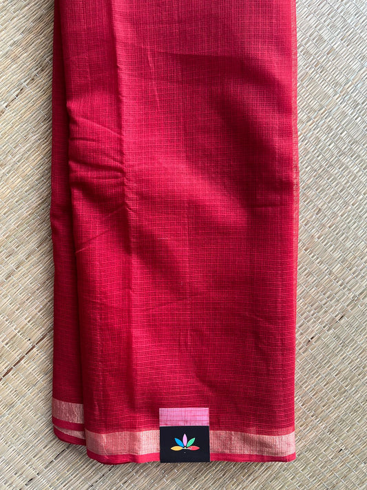 Reddish Maroon Simple Solid Kota Cotton Saree- 30733-30734