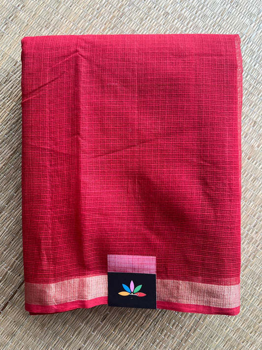 Reddish Maroon Simple Solid Kota Cotton Saree- 30733-30734