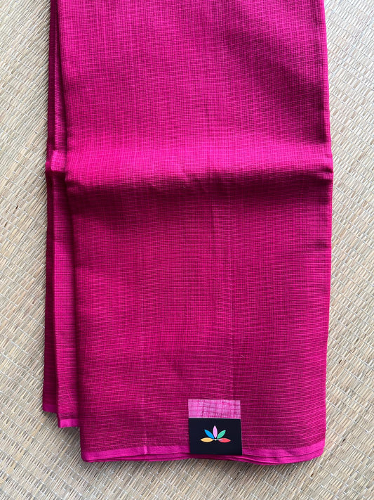 Deep Magenta Pink Plain Kota Cotton Saree (Without blouse)- 30740
