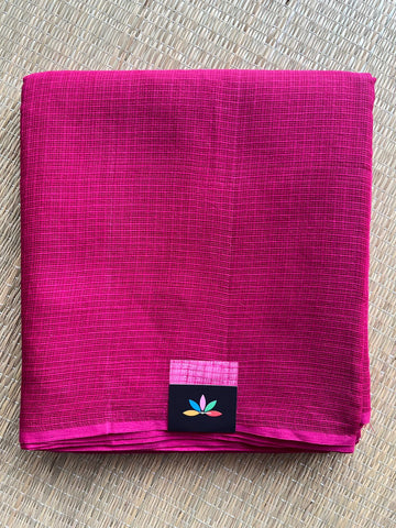 Deep Magenta Pink Plain Kota Cotton Saree (Without blouse)- 30740