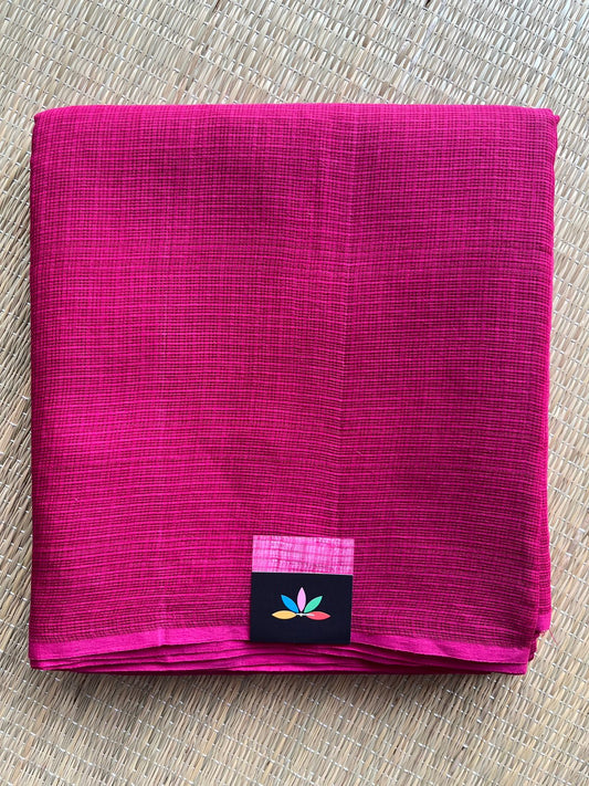 Deep Magenta Pink Plain Kota Cotton Saree (Without blouse)- 30740