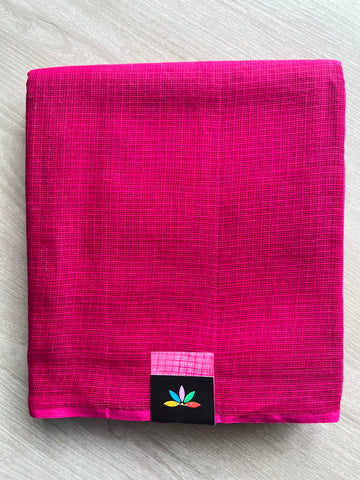Deep Magenta Pink Plain Kota Cotton Saree (Without blouse)- 30740