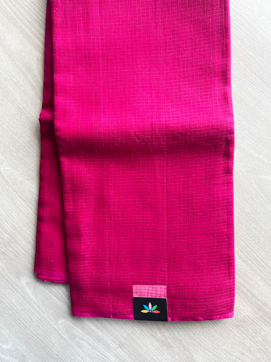 Deep Magenta Pink Plain Kota Cotton Saree (Without blouse)- 30740