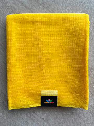 Bright Yellow Plain Kota Cotton Saree (Without blouse)- 30742-30743