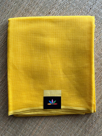 Bright Yellow Plain Kota Cotton Saree (Without blouse)- 30742-30743