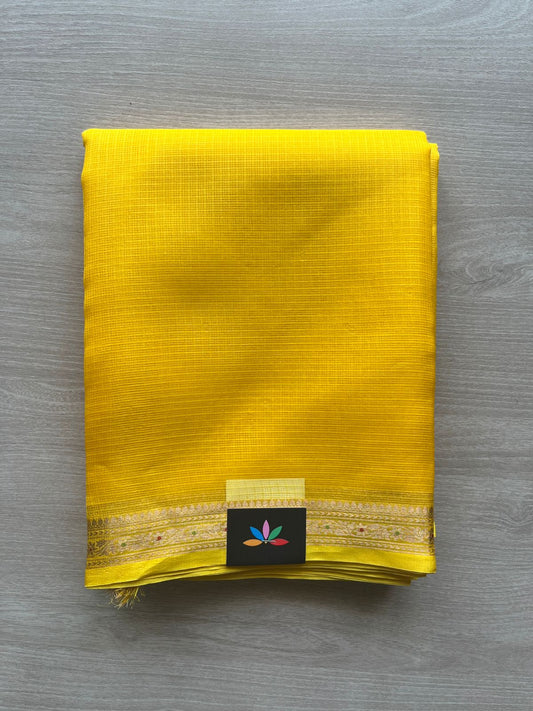 Bright Yellow Small Border Kota Silk Saree - 31593