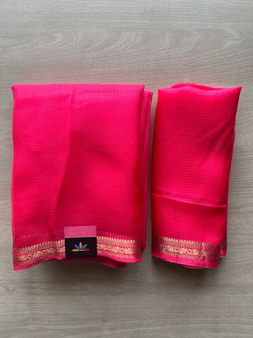 Vivid Raspberry Shade Small Border Kota Silk Saree - 31598