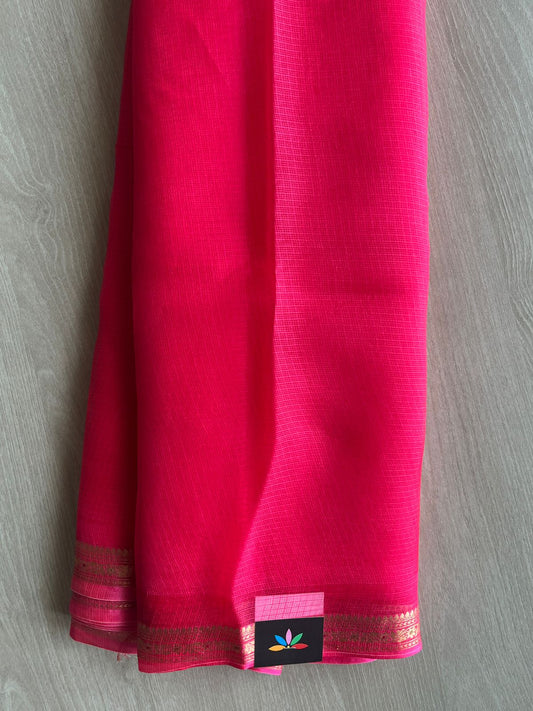 Vivid Raspberry Shade Small Border Kota Silk Saree - 31598