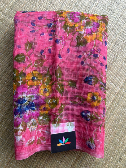 Franch Pink Printed Kota Cotton Saree - 33081