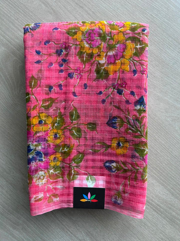 Franch Pink Printed Kota Cotton Saree - 33081