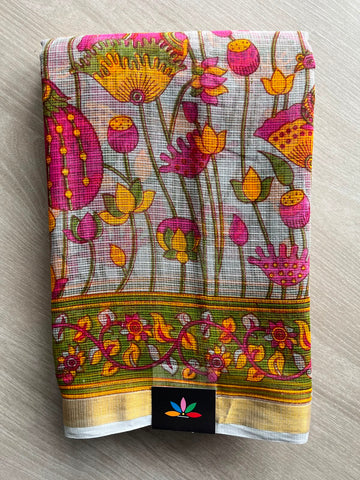 Steel Gray Printed Kota Cotton Saree - 33088