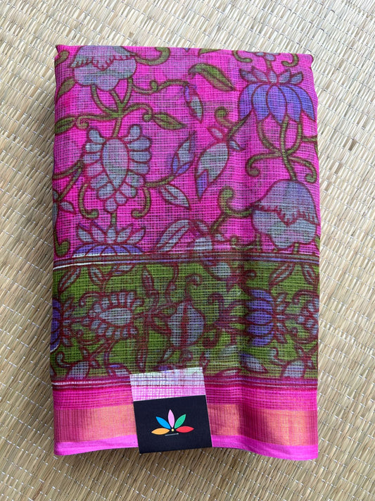 Deep Magenta Printed Kota Cotton Saree - 33089